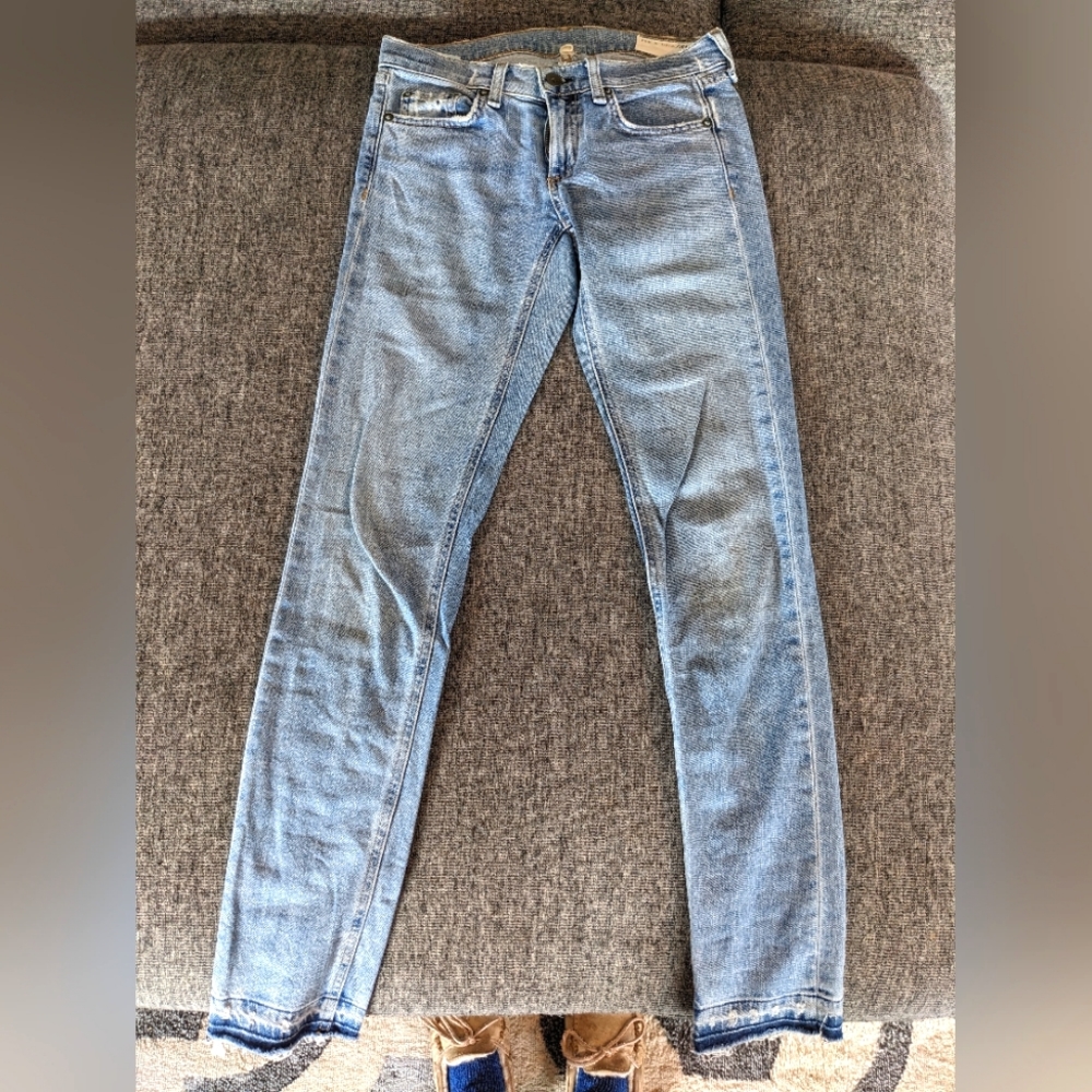 rag & bone Light Wash Jeans with distressed hem